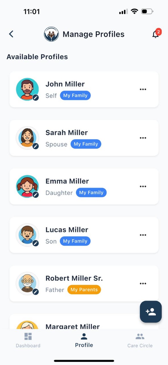 Family member profiles