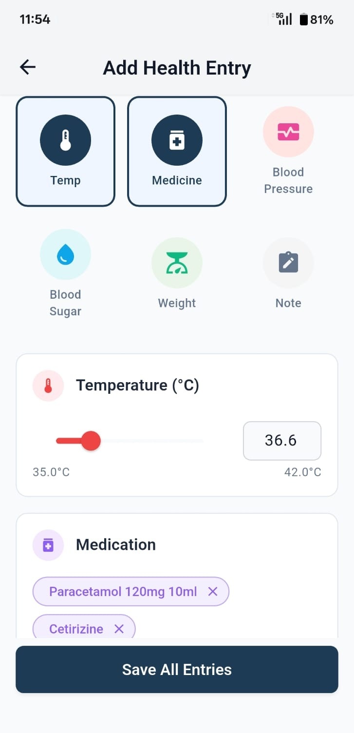 Health data entry
